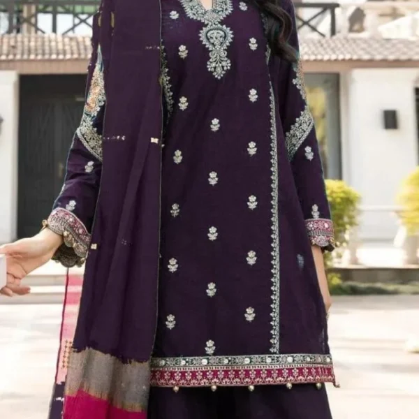 3 Piece Unstitched Embroidered Pure Lawn | Maria B