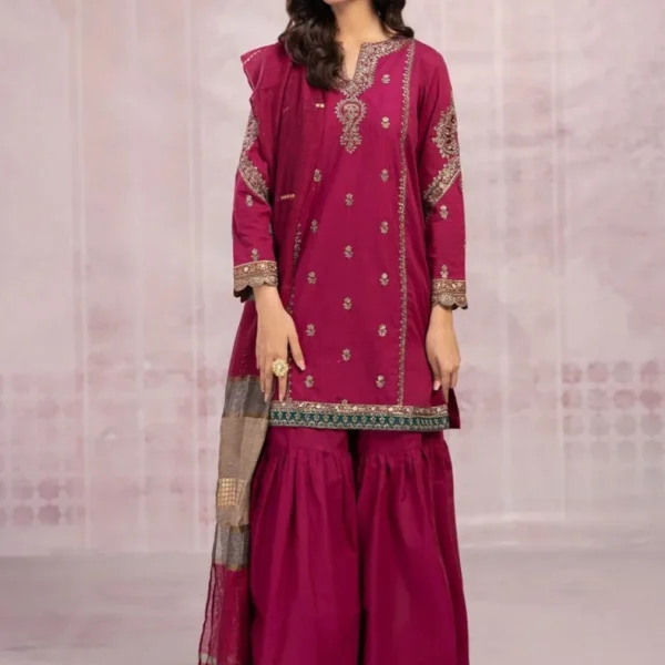 3 Piece Unstitched Embroidered Pure Lawn | Maria B
