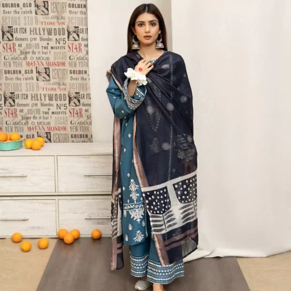 3 PC Unstitched Embroidered Pure Lawn | ASLING