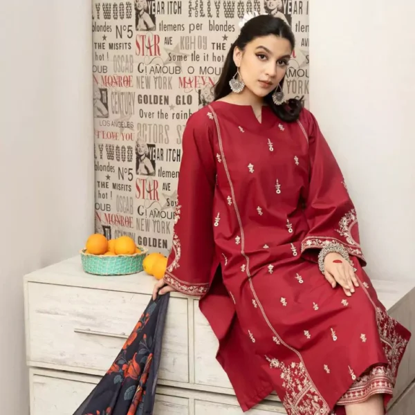 3 PC Unstitched Embroidered Pure Lawn | ASLING