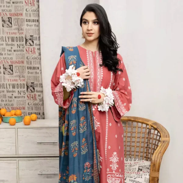 3 PC Unstitched Embroidered Pure Lawn | ASLING