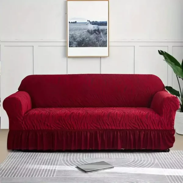 ZEBRA VELVET SOFA COVER MAROON